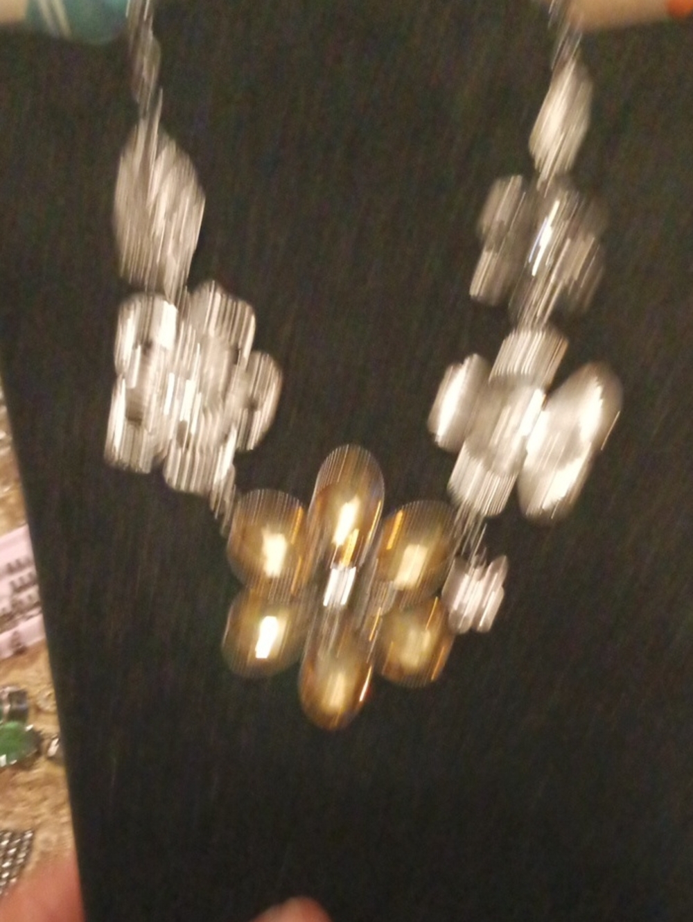 Statement Floral Pendant Necklace - Silver and Gold